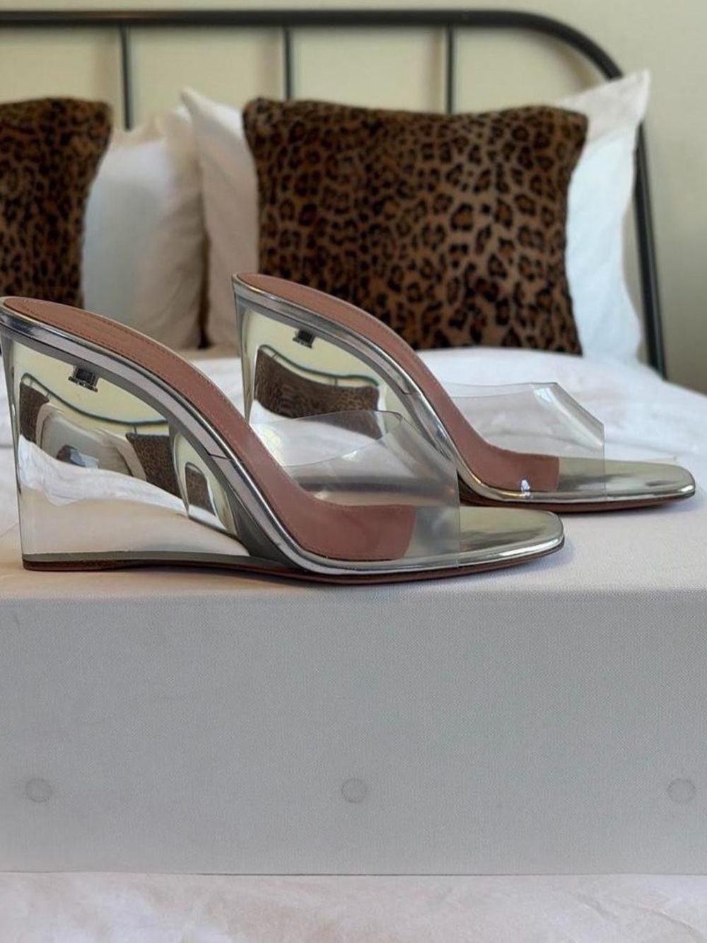 Amina muaddi clear wedge lupita glass heel. Size 38. BRAND NEW with box